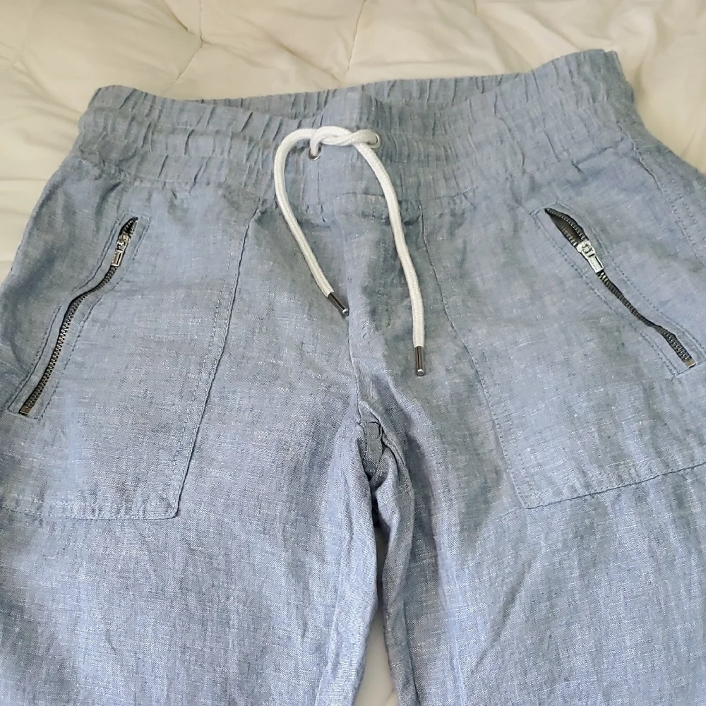 Athleta Light Blue Jean Type Pants with Drawstring - Picture 4 of 6